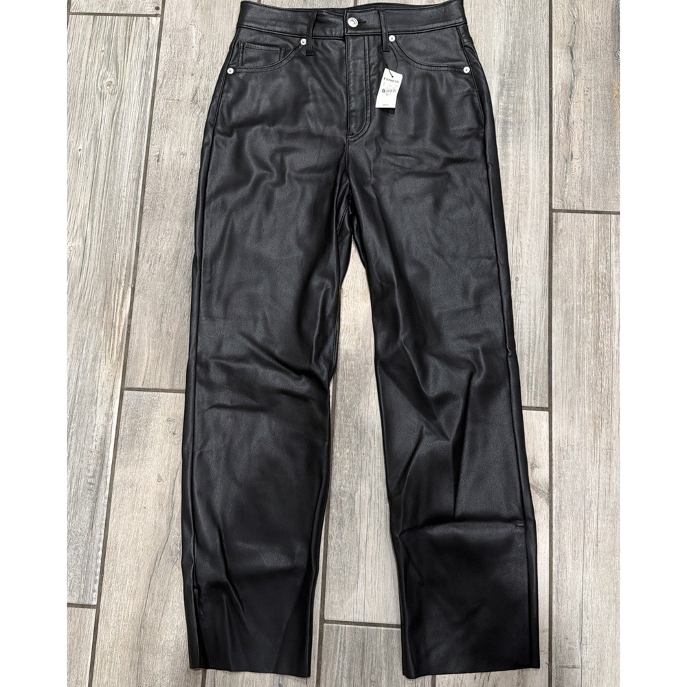 Express Black Faux Leather Pants 90s Slim Super High Rise Size 6s Petite NWT!